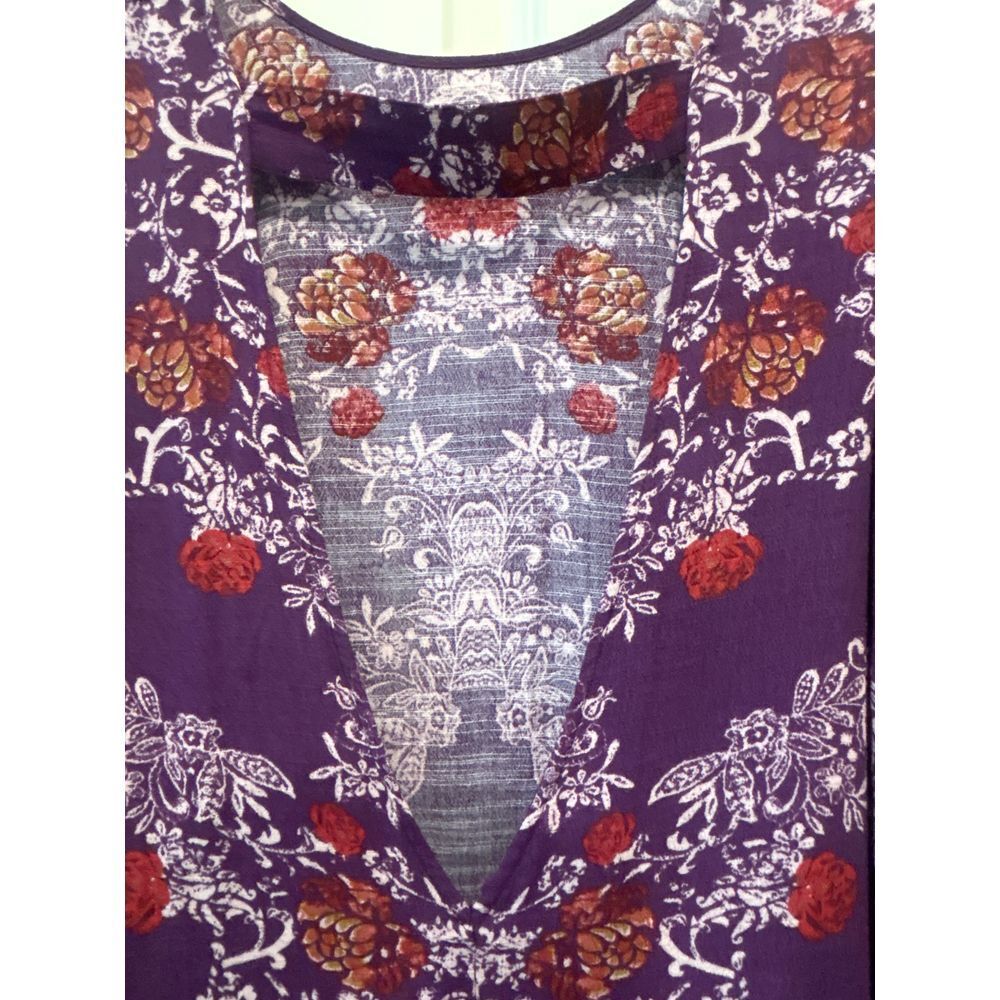 Free People Purple Floral Peplum Ruffled Open Back Mini Dress XS  Boho Romantic - Picture 7 of 8
